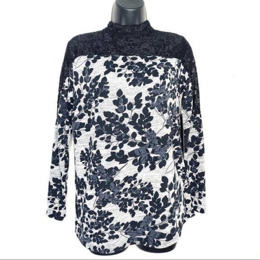 Always Indigo Long Sleeve Lace Top NWT Small